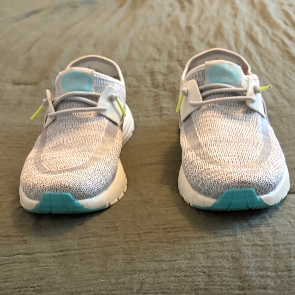 Hey Dude Women's Athletic Shoes - Light Gray and Aqua